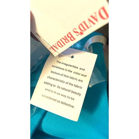 NWT DAVID'S BRIDAL MALIBU BLUE ORGANZA MERMAID PROM FORMAL BRIDESMAID DRESS GOWN - Picture 6 of 6